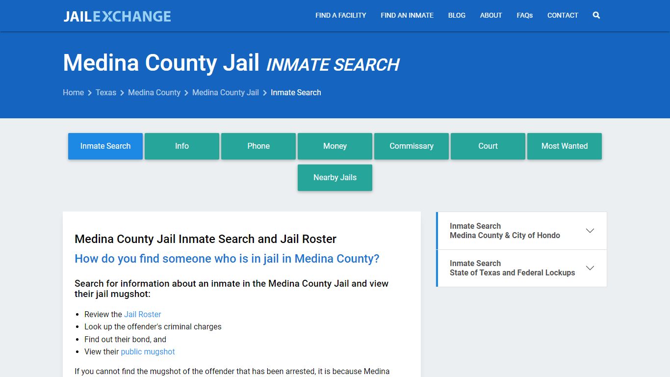 Inmate Search: Roster & Mugshots - Medina County Jail, TX - Jail Exchange
